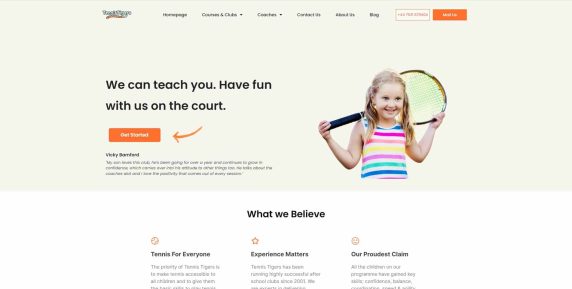 website designing for tennis coach